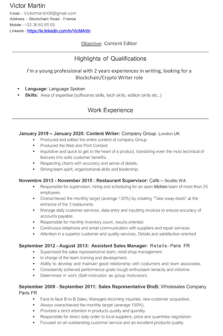 Un CV en anglais, pour quoi faire ?  OnchainJobs